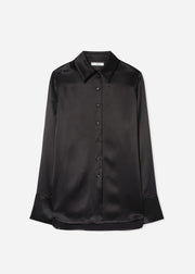 Button Down Shirt in Silk  - Black - CO Collections